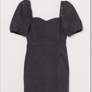 H&M puffer sleeve denim dress